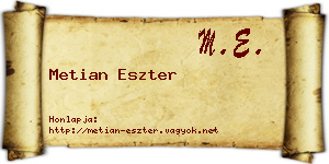 Metian Eszter névjegykártya